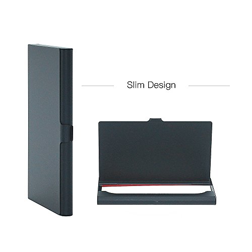 homEdge Super Light Aluminum Business Card Holder, Slim Professional 3 Packs Card Case for Traveling and Business – Black