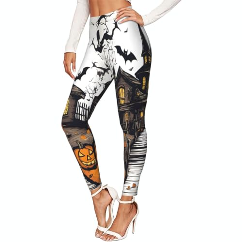 Leggings elásticos para mujer de Halloween mallas de deporte estampadas que no transparentan