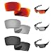 PapaViva Lenses Replacement for Oakley Eyepatch 1&2 Black Grey & Chrome Silver & Fire Red
