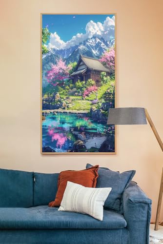 Kit completo Jumpdot de diamond painting 5D DIY de Sakura con mural de 70x40 cm 5