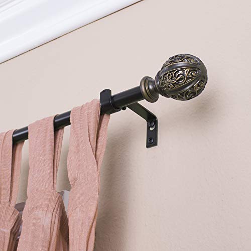 Decopolitan 5/8" Leaf Ball Curtain Rod Set, 26 To 48 Inches, Vintage Bronze #TOP1