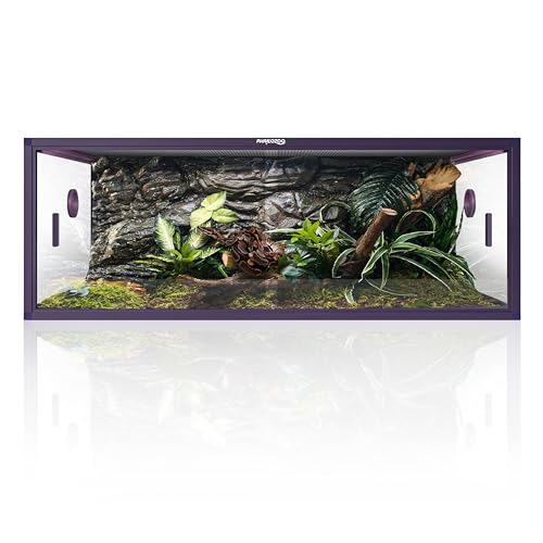 Image of Phailozoo Stackable Reptile Enclosure, 85 Gallon Reptile Tank for Bearded Dragon, Snake, Ball Python, Colorful Aluminum Frame & Front Opening Tempered Glass Door with Handles for Easy Maintenance