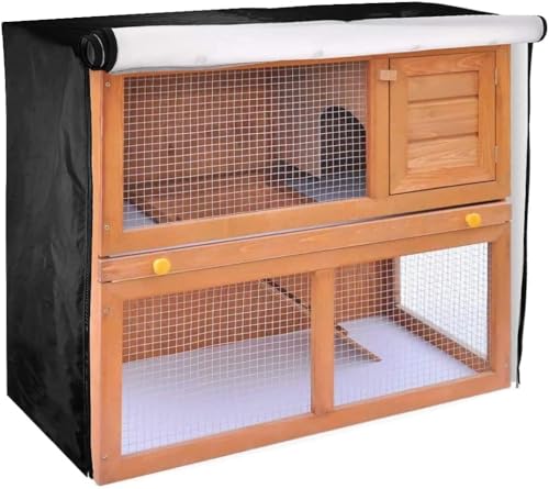 Housse de clapier double de 122,9 cm, coupe-vent, imperméable, thermique, pour cage à lapin, cochon d'Inde, enclos et clapiers d'extérieur pour petits...