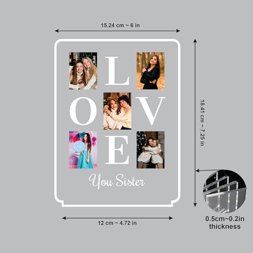 Image of Giftplease Personalised Rakhi Gift for Sister - Custom Acrylic Photo Collage Frame with Wooden Base, Meaningful Raksha Bandhan Keepsake from Brother, Personalized Memory Display for Siblings, Decor
