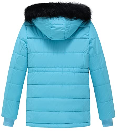Ggleaf Girls' Water Resistant Puffer Jacket Soft Fleece Lined Padded Hooded Winter And Autumn Coat Blue 10-12 #TOP1