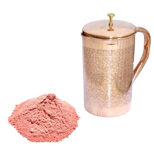 Pichet indien en cuivre BRACOP de 1,7 litre avec couvercle et gobelets