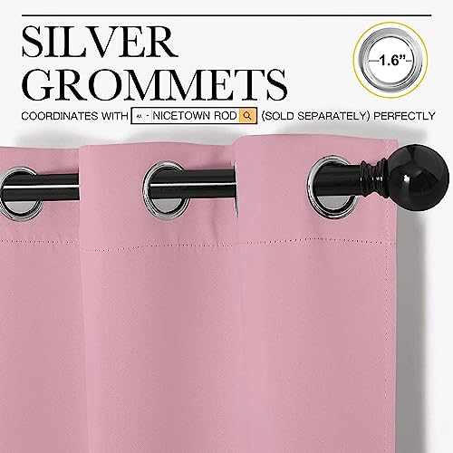 Image of NICETOWN Window Curtain Panels, Thermal Insulated Solid Grommet Blackout Draperies /Drapes for Basement (Crystal Pink, 1 Pair, 29 by 45-inch)