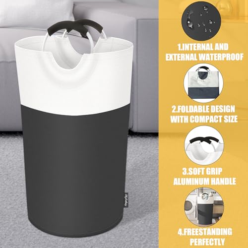 LilyFantasy 90L Laundry Basket, Collapsible Laundry Hamper with Padded Handles, Waterproof Laundry Bag, Tall Clothes Hamper Stand Up Well, Foldable Laundry Baskets for Easy Storage(Grey) by LilyFantasy - Image 3