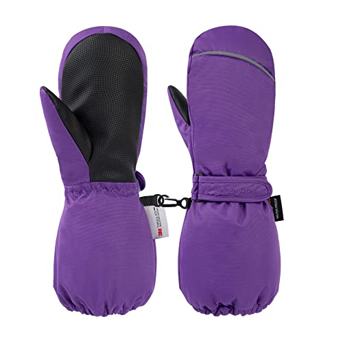 Livingston Children's Winter Snow Ski Mittens,Pruple,10-12Y