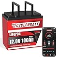 CYCLENBATT 12V 100Ah Mini Bluetooth LiFePO4 Battery, 12 Volt Lithium Battery Bulit in 100A Smart BMS with Low-Temp Protection, 100Ah Lithium Battery Great for Marine, Trolling Motor, RV, Camper, Solar