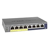 NETGEAR GS108PE PoE Switch 8 Port Gigabit Ethernet LAN Switch Plus mit 4 Port 53W (Managed Netzwerk Switch PoE, IGMP, QoS, VLAN, lüfterlos, ProSAFE Lifetime-Garantie)