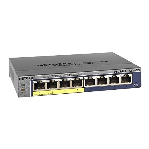 NETGEAR (GS108PE) Switch Ethernet PoE 8 Ports RJ45 Gigabit (10/100/1000), Smart Manageable PoE, 4 Ports PoE 53 W, Bureau, Silencieux, Protection ProSAFE Garantie à Vie Parfait pour les PME et TPE