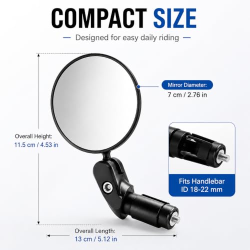 Gnovldg 2 Pièces Retroviseur Velo pour Guidon 17-22mm Rotatif 360° Pliable – vue 2