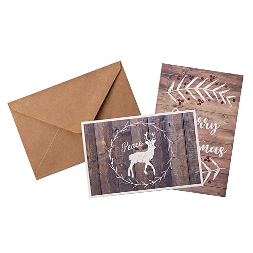 48 Pack Rustic Holiday Cards With Envelopes, Christmas Greeting Card Set (6 Designs, 4 X 6 In) #TOP5