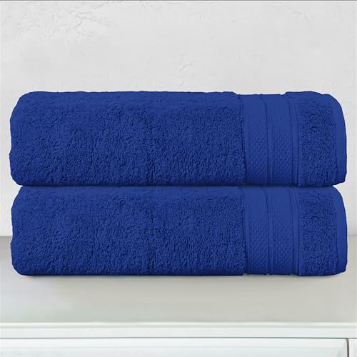 Image of Elegant Comfort Three Line Popcorn Towel Set for Bathroom 27 x 54 inches, Premium Hotel Quality 4-Pack Bath Towels, 100% Turkish Cotton, Soft and Durable, Quick Dry and Highly Absorbent, Cobalt Blue