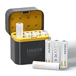 imuto Rechargeable AA Batteries Lithium 8 Pack with Charger,3600mWh 1.5V Constant Output Double A Batteries Rechargeable,1600 Cycles Long Lasting AA Li-ion Battery with Fast Charging Storage Box