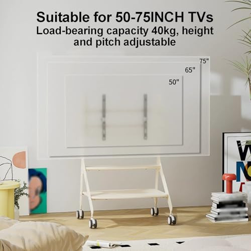 Soporte móvil para TV 50-75 pulgadas con ruedas y estantes miniatura 4