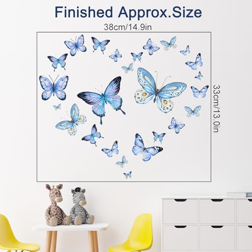 Vinilos adhesivos de mariposas azul luminiscentes para pared miniatura 3
