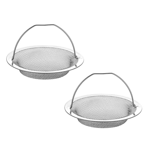 2 Pezzi Filtro Lavello Cucina, Filtro per Lavello, Filtri di Scarico per Lavello, Filtro di Scarico lavello Cucina Doccia, Filtro lavello Cucina Acciaio Inox con Manico per Doccia Lavabo, 11 cm