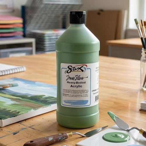 Sax Heavy Body Acrylic Paint for School and Arts and Crafts Use, Chrome Oxide Green, 1 Quart by Sax - Image 3