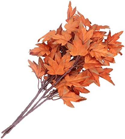 Amosfun 4pcs Artificial Maple Leaves Branches Thanksgiving Leaf Stems Fake Fall Leaf Picks Flower Arrangement Leaves Decoration