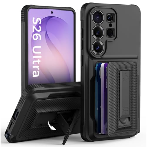 Étui portefeuille Samsung S26 Ultra Noir avec porte-cartes et béquille