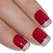 Bling Art False Nails French Manicure Red for Danger Full Cover Medium Tips UK