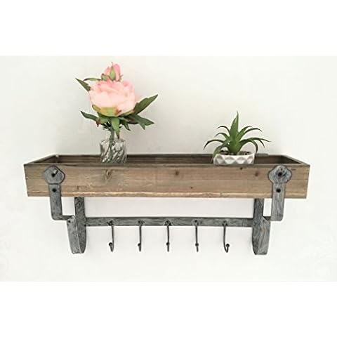 Estantería de madera con ganchos de metal Cover