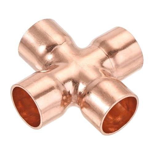 1 accesorio de tubería de cobre de 4 vías de 16 mm para fontanería, aire acondicionado, refrigeración, calefacción central, tuberías de gas