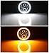 H6024 7 inches Black Led Headlight with White Halo and Amber Turn Signal fit for Wrangler JK LJ TJ CJ H1 H2 Defender and More, Pack of 2