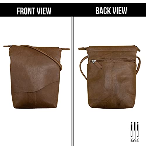 Image of ili New York Leather Mini Sac Crossbody - Genuine Leather Crossbody Bags for Women with RFID Blocking, Adjustable Strap
