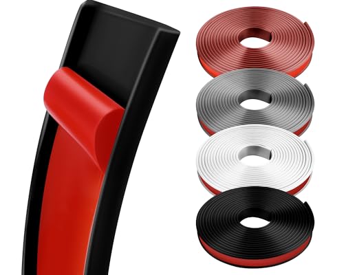 Image of U-Shape Flexible Edge Protector Banding, 0.6 inch x 20ft Self Adhesive Veneer Edging Trim for Desk, Cabinet, Table, Shelves - Furniture Restoration, Decorative TPE Edge Strip (Black)