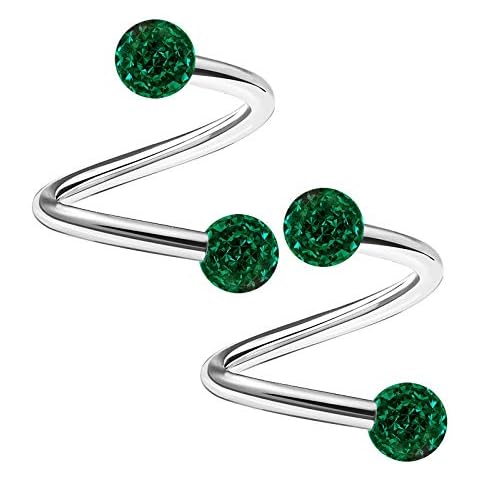 KJM FASHION 2PCS Surgical Steel Spiral Earrings Cover