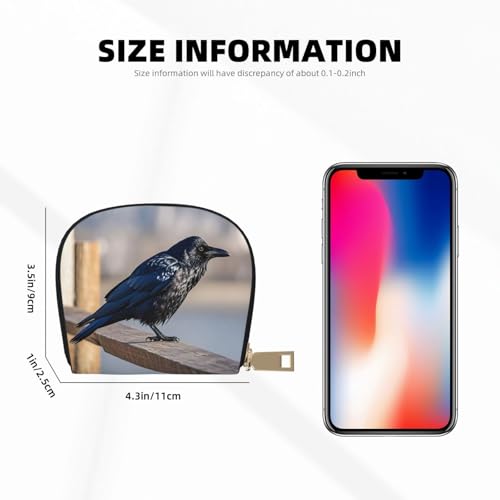 Clever Crows Print Credit Card Holder, PU Leather Small Card Bag Wallets with Zipper for Women Men id Business Card3