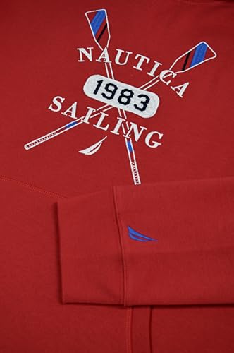 Nautica Mens Embroidered Sailing Logo Drawstring Hooded Sweatshirt, (US, Alpha, Large, Regular, Regular, Nautica Red)2