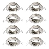 EGLO 8er Set Einbaustrahler Agulo, Spot Deckenleuchte schwenkbar, runder Einbauspot ohne Leuchtmittel, Deckenstrahler aus Stahl in Silber, GU10 Fassung, Ø 8,6 cm