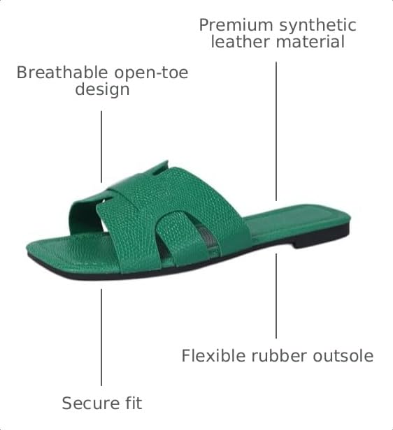 Image of Women's Dressy Casual Flat Sandals, Elegant Comfortable Slip-On Slides with Textured Upper, Versatile Dressy Style for Everyday Wear