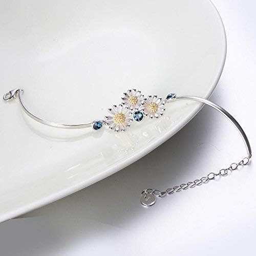 YAFEINI Daisy Bracelet 925 Sterling Silver Daisy Flower Bangle Bracelets for Women Jewelry Gifts - Image 3