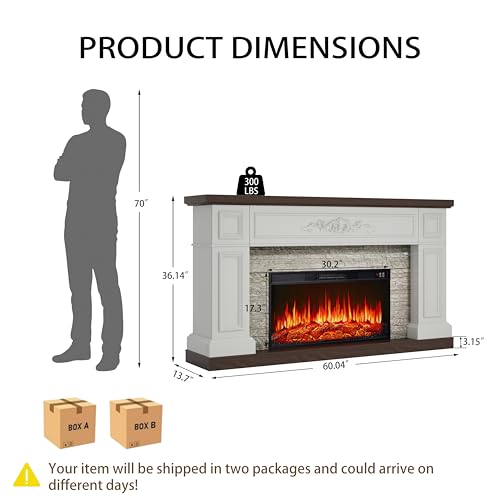 BLANKSPACE Electric Fireplace TV Stand Dimensions and Heating Insert