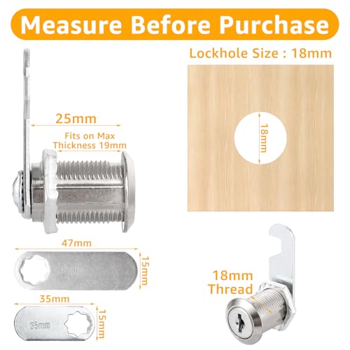 Miniatura 2 de Senenqu 10 Pz Cerradura Buzon Universal 25mm - Cerraduras Para Armarios Con Llave - Cerradura Taquilla Vestuario Para Buzón, Taquillas