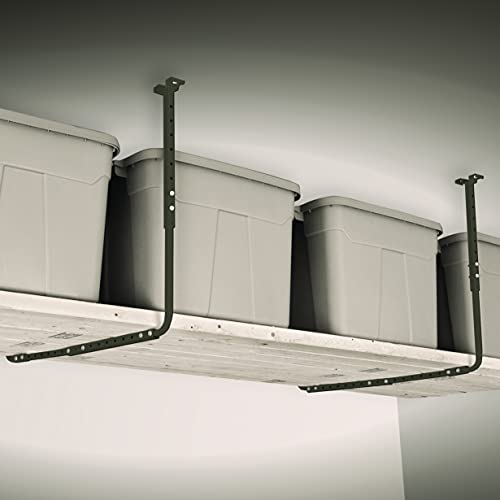 Image of HyLoft Adjustable Garage Ceiling Mount Storage Rack Kit, Ceiling Shelving Mounts, 34 in. x 26 in., 80844-10, Hammertone