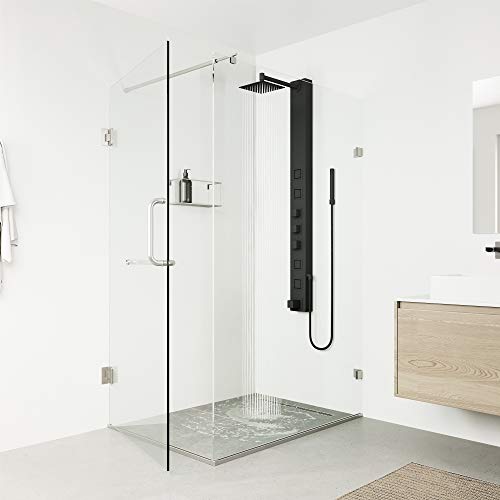 VIGO Bowery Panel de Ducha 58" H x 5" W con 4 Jets, Cabezal de Lluvia Cuadrado, Llena Tina y Ducha de Mano en Negro Mate VG08023MB miniatura 5