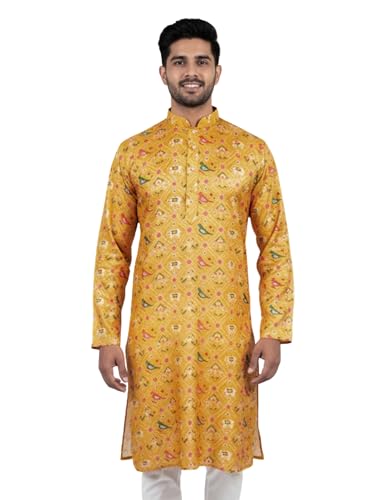 Kurta en soie mélangée pour homme VASTRAMAY vêtement traditionnel imprimé patola pour l'Aïd
