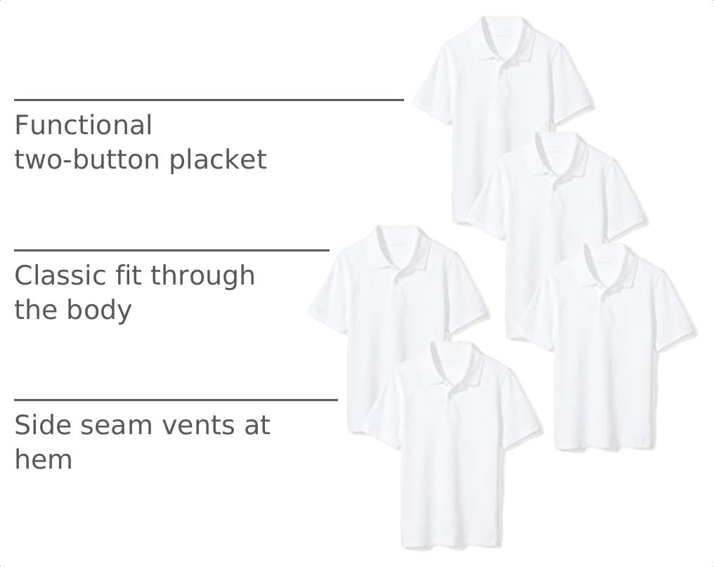 Amazon Essentials Toddler Boys' School Uniform Short-Sleeve Pique Polo Shirts, Breathable Cotton, Button Closure, Multipacks