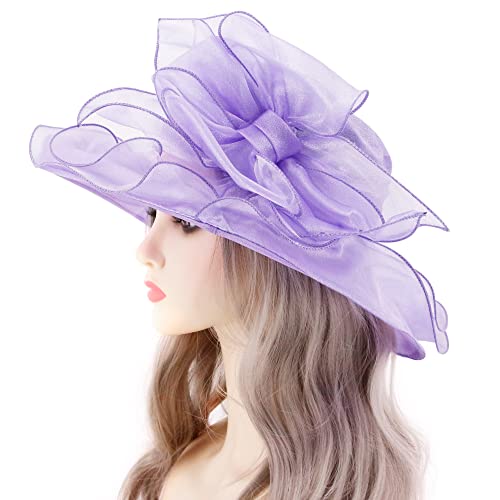Testudineus Women Organza Bow-Knot Church Hat Fascinator Cap For Tea Party Bridal Wedding Dress Sun Hat #TOP3