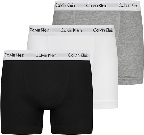 Calvin Klein Men’s 3 Pack Trunks Underwear, Multicolor (Black/White/Grey Heather), M