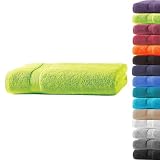 Loomiva Premium Qualität Frottier Badetuch | 100x150 cm | Apfelgruen | 500g/m² | ideal für Reisen & Gym und Sport | 100% Baumwolle | Extra Weich | Öko-TEX Standard 100