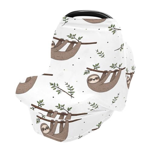 Nursing Cover Breastfeeding Scarf, Cute Doodle Sloth Car Seat Covers for Babies Infant, Stroller...