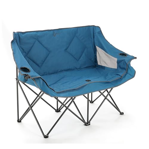 ARROWHEAD OUTDOOR Portable Folding Double Duo Camping Chair Loveseat w/ 2 Cup & Wine Glass Holder, Heavy-Duty Carrying Bag, Padded Seats & Armrests, Supports up to 650lbs, USA-Based Support by ARROWHEAD OUTDOOR - Used condition - US$64.50