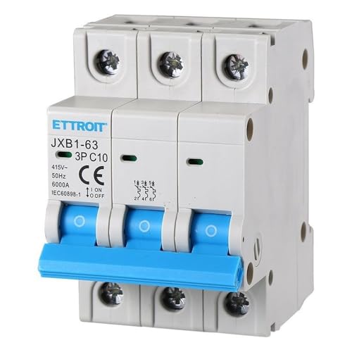 IXTRIMA Leitungsschutzschalter 3P 10A 380V 6KA für DIN-Schiene - 3 DIN-Module - Schaltkreisschutz und Systemsicherheit